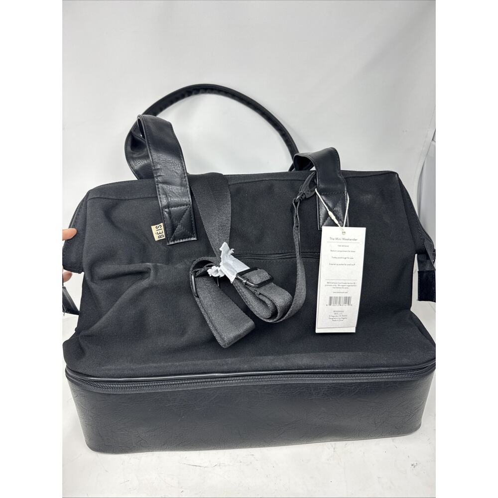 BEIS The Convertible Mini Weekender Duffle Bag in Black New With Tags